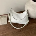 Polished white leather tote bag with silver chain and Fashion & Bags text logo - White Large