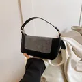 Retro underarm bag in black and gray color block with double detachable straps - Black Gray Patchwork Style / Black