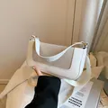 Chic white patchwork underarm bag with mesh texture and white fabric shoulder strap - White And Beige Contrast Style / White
