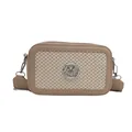 Sac bandoulière d'hiver 2025 en tissage beige et marron avec logo M et bandoulière large - Kaki