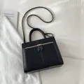Versatile black faux suede tote bag with front dual zippers and adjustable strap - No Pendant / Black