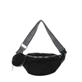 Chic black rhinestone waist bag set with chevron wide strap and small round coin purse - Black (Black Rhinestones)