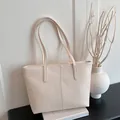 Cremefarbene Shopper-Tasche mit Krokodil-Prägung und eleganten Doppel-Schultergurten - Einfache Tote Bag / Weiß Ohne Anhänger