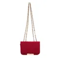 Rode fluwelen gewatteerde schoudertas met gouden ketting voor dames mode - Rood