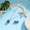 Detail of Hawaii style gold necklace and earring set with iridescent shell pearls - Multi-Color Iridescent (HWNX8841-1)