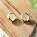 Bohemian gold-plated square studs with ivory sea glass, size 1.6cm and weight 7.6g - Ivory Cream Style (HWG016-3)