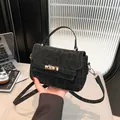 Elegante borsa a mano con stampa leopardata nera e chiusura dorata per il 2025 - Nero
