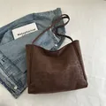 Deep brown leopard print suede tote bag with slim shoulder straps for daily commute - Brown No Pendant