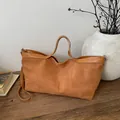 Vintage braune Shopper Tasche aus mattem Wildleder mit großem Fassungsvermögen - Braun