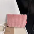 Roze corduroy enveloppe tas met Fashion label en ritssluiting voor vrouwen - Roze
