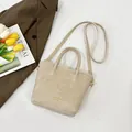 Borsa tote beige vintage con stampa Fashion & Bag e tracolla regolabile rimovibile - Bianco Sporco