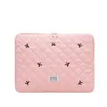 Funda rosa acolchada para portátil con lazos negros y diseño minimalista suave - Grande / Rosa