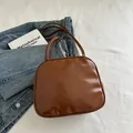 Neceser de viaje en cuero PU marrón caramelo brillante con asas superiores - Sin colgante / Marrón