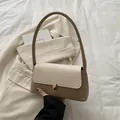 Sac baguette minimaliste bicolore beige et kaki en similicuir pour femme - Kaki