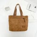 Brown corduroy tote bag with large capacity and vintage texture for daily commuting - Khaki