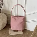 Roze minimalistische draagtas met Hope and future borduursel en dunne schouderbanden - Roze