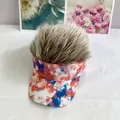 Detailed close-up of novelty tie-dye baseball cap with fluffy light brown synthetic hair - Adult Size (Adjustable) / Coffee Synthetic Hair