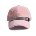 Pink faux fur baseball cap for women with sparkly silver rhinestone trim detail - Adult Size (Adjustable) / Pink