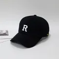 Gorra de béisbol de algodón negro con bordado R blanco y etiqueta tejida T-STAR lateral - Ajustable / Negro