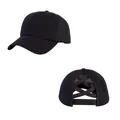 Black knit ponytail baseball cap with criss-cross back elastic for high messy buns - Adjustable / Black
