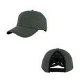 Dark grey knitted baseball cap with criss-cross back for ponytail and warm lining - Adjustable / Blue-Grey