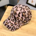 Berretto da baseball rosa con stampa leopardata in pelliccia sintetica su legno - Adulto (55-59cm regolabile) / Rosa