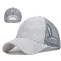 Cappellino baseball mimetico grigio da donna con foro per coda e rete traspirante - Taglia Adulto (Regolabile) / Grigio