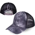 Cappellino tie-dye con foro per coda di cavallo viola e nero e rete traspirante - Nero