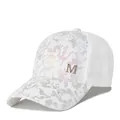 Casquette de baseball en mesh blanc avec imprimé coloré et breloque en métal doré M - Adulte, Réglable / Blanc