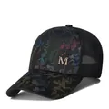 Cappellino da baseball nero in mesh con motivo mimetico colorato e logo M in metallo - Adulto, Regolabile / Nero