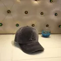 Detailed view of dark grey plush baseball cap featuring a sparkling rhinestone A letter - Adult Size (56-60cm) / Style A Grey