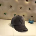Detail of grey plush baseball cap featuring a sparkling rhinestone letter M ornament - Adult Size (56-60cm) / Gray (N)