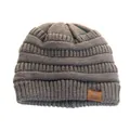Dark grey knitted beanie featuring a star patch and Super Star label for outdoor warmth - Dark Gray