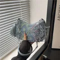 Borsa a tracolla in denim con stampa a stelle e frange in stile vintage Y2K - Stella Colorata
