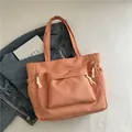 Grande borsa tote rosa corallo in tessuto resistente con tasche zip e doppi manici superiori - Arancione