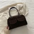Borsa tote marrone scuro opaco con tasche anteriori a patta e dettagli argento - Marrone