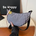 Bolso de luna a cuadros blanco y negro chic con colgantes de estrellas y correa - Colgante de estrella incluido / Negro