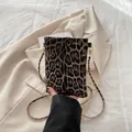 Mini borsa a tracolla alla moda leopardata con catena dorata per donna - Marrone