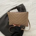 Elegant apricot envelope crossbody bag with V-quilted texture and small metallic studs - Khaki