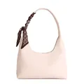 Minimalistische rosa Hobo-Tasche mit Seidenschal-Dekoration am Griff für Damen - Weiß
