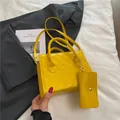 Quilted bright yellow messenger bag with matching small coin pouch and shoulder strap - Yellow