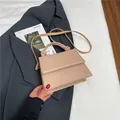 Minimalist beige PU leather crossbody bag with knot handle detail and magnetic flap cover - Khaki