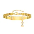 Goldenes Edelstahl-Mesh-Armband mit gravierbarer Platte und Buchstaben-Z-Anhänger - Stahlfarben-Z