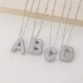 Detail of silver bubble letter pendants A-B-C-D with micro-pave cubic zirconia crystals - Letter A / Silver Letter + Satellite Chain