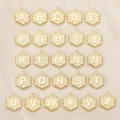 Golden double-layer hexagonal alphabet pendant necklaces with embossed letters from A to Z - Letter A / Gold