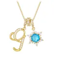 Gold plated box chain necklace featuring letter G and blue stone snowflake pendant - Letter G Style / Gold