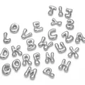 Polierte silberne 3D-Buchstabenanhänger für personalisierten DIY-Halsschmuck - Buchstabe A / Nur Anhänger / Silber