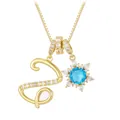 Golden S-letter necklace with snowflake pendant and sparkling blue zircon stone - Letter Z Style / Gold