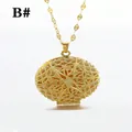 Golden oval locket necklace featuring intricate hollow weaving and a sunburst pattern - Gold Oval Hollow Style (B#)