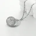 Macro view of silver hollow sphere locket pendant with intricate carved pattern - Silver Round Hollow Style (B#)